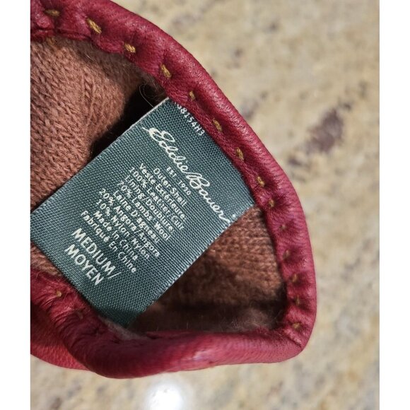 Eddie Bauer Women Size M Red Soft Leather Gloves Wool Angora Lined Top Stitching - Picture 11 of 16